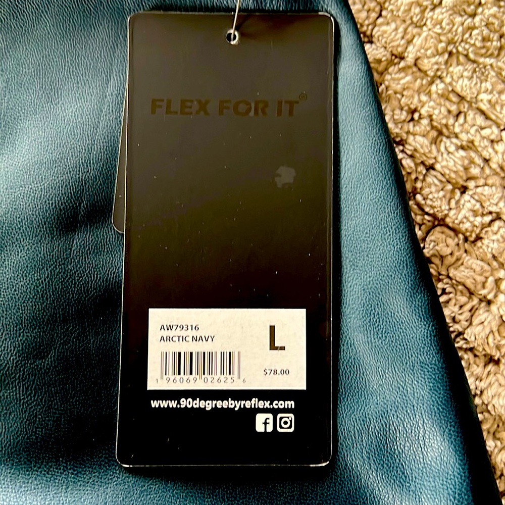 90 Degrees Flex Faux Leggings— Large, Teal in color, never worn, tags included